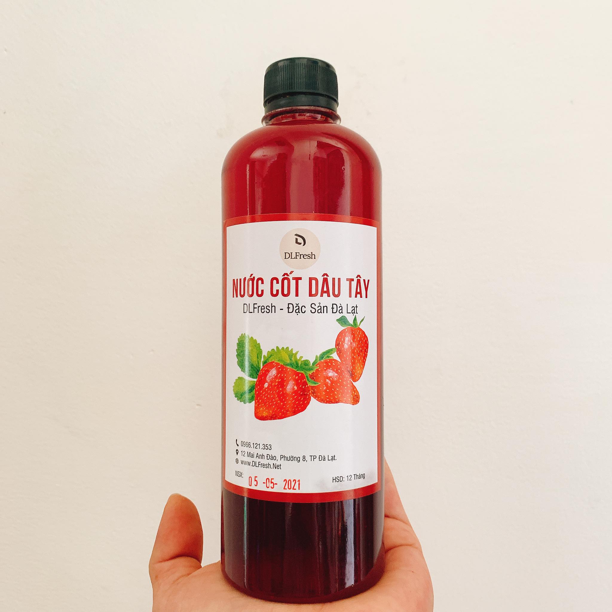 Nước Cốt Dâu Tây Nguyên Chất DLFRESH Đặc Sản Đà Lạt Chai 550ml - Ảnh 2