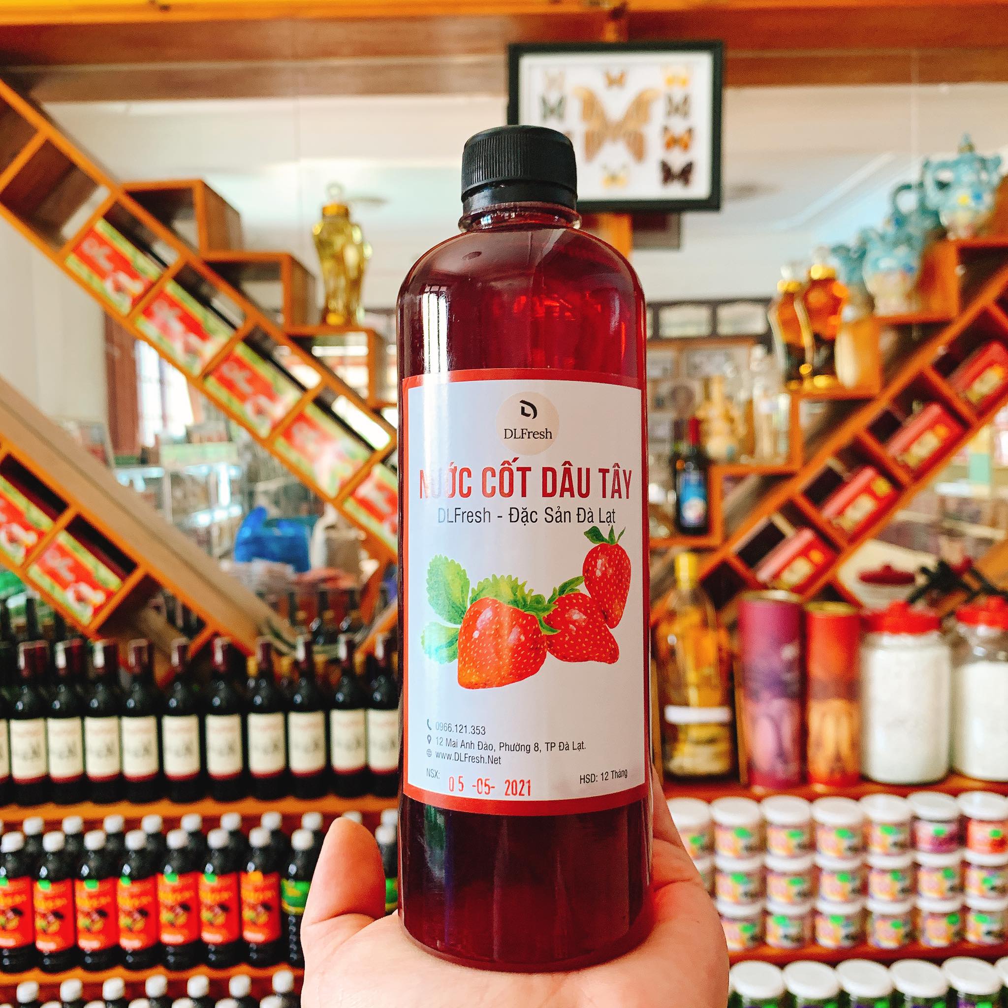Nước Cốt Dâu Tây Nguyên Chất DLFRESH Đặc Sản Đà Lạt Chai 550ml - Ảnh 3