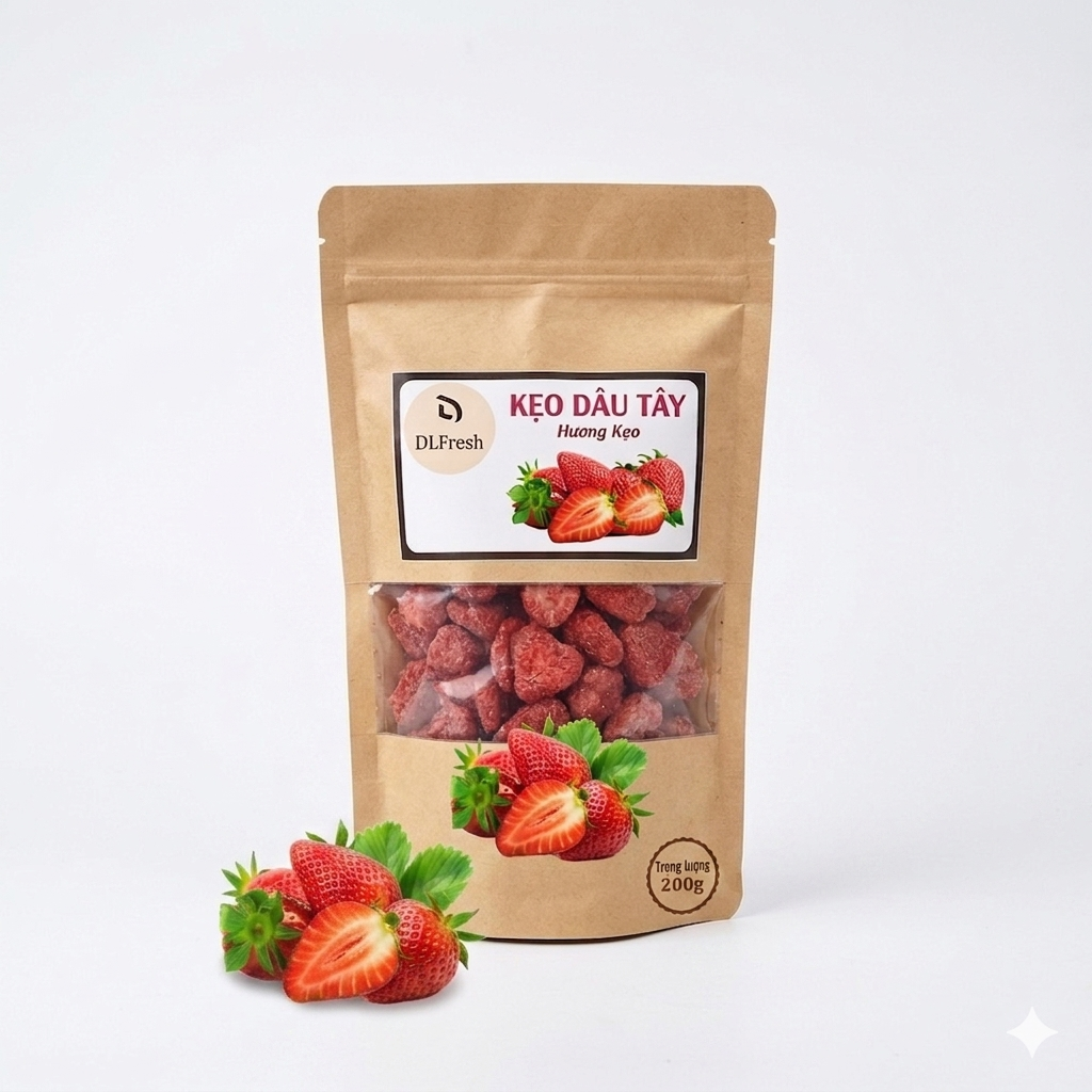 Kẹo Dâu Tây DLFresh Kẹo Dẻo Ngào Đường 200gr