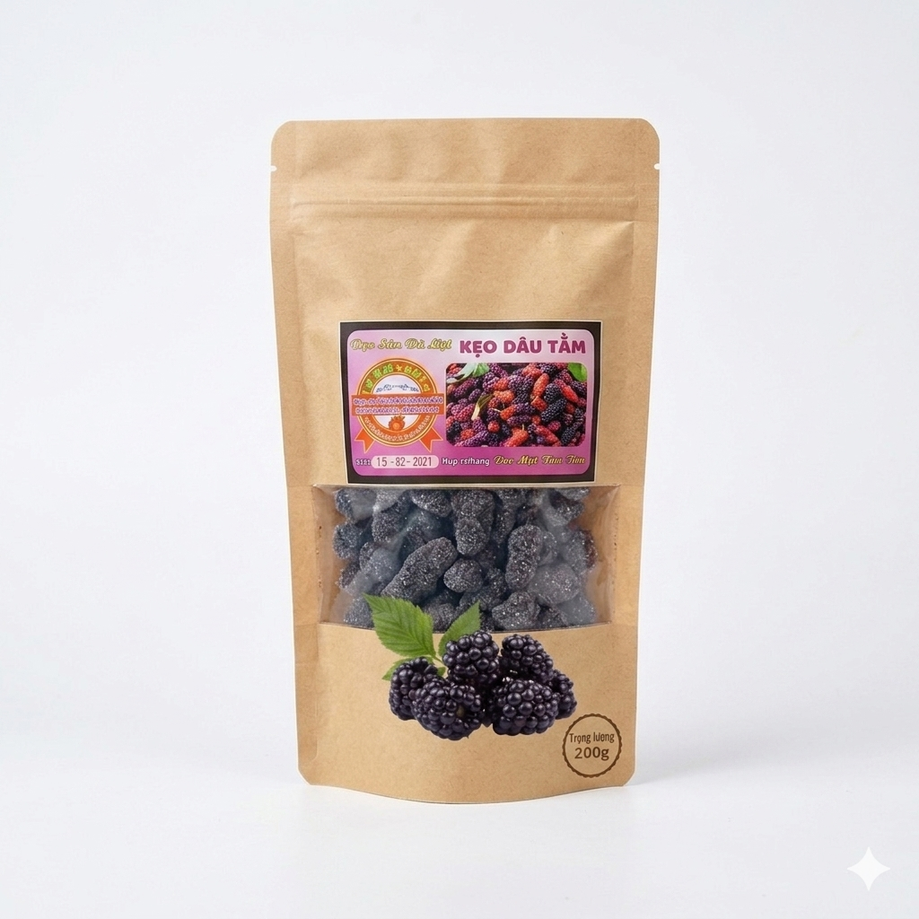 Kẹo Dâu Tằm DLFresh Kẹo Dâu Tằm Ngào Đường Túi 200g